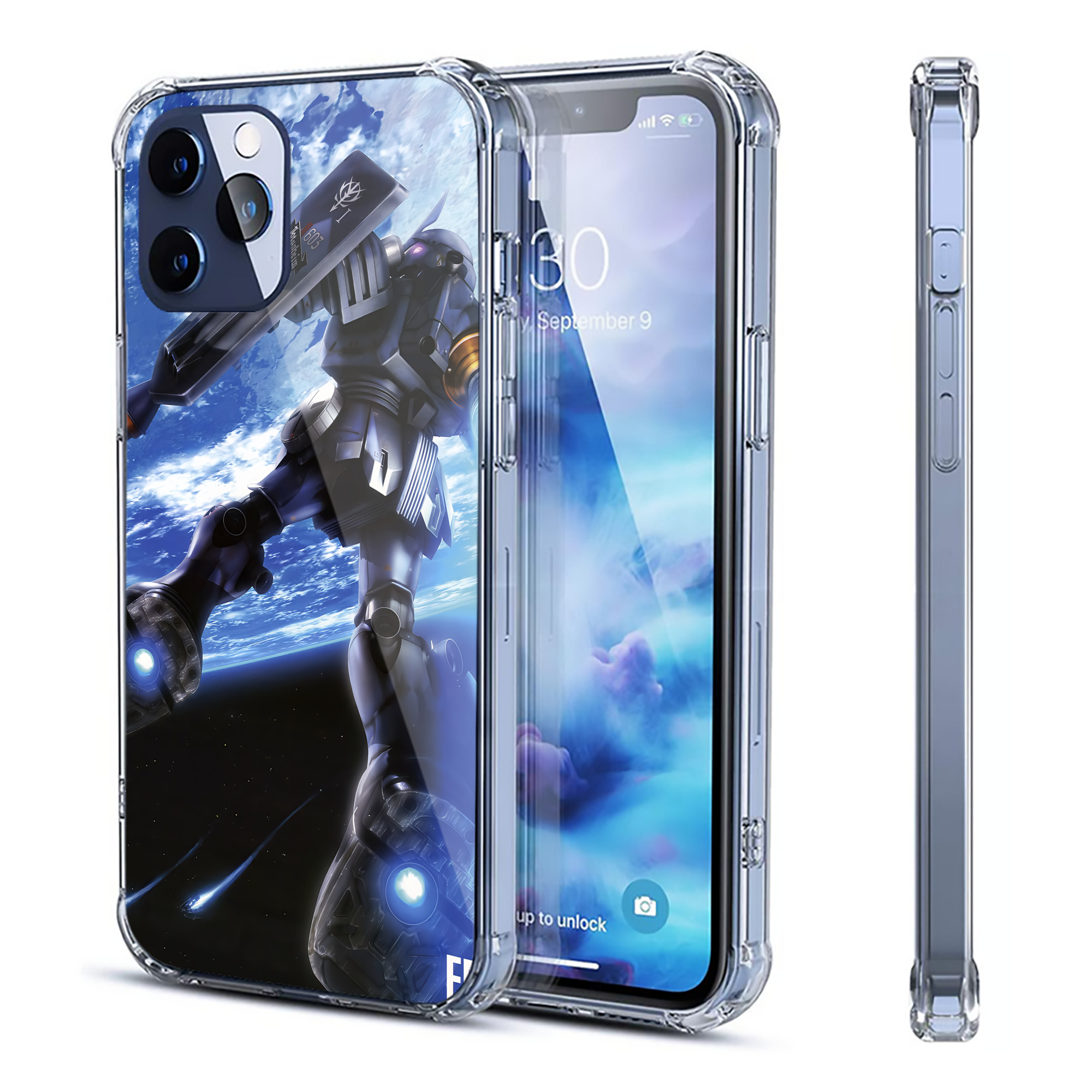 （画像用） 機動戦士ガンダム Mobile Suit Gundam 【iPhone 12シリーズ対応】透明スマホケース（クリアソフトケース）